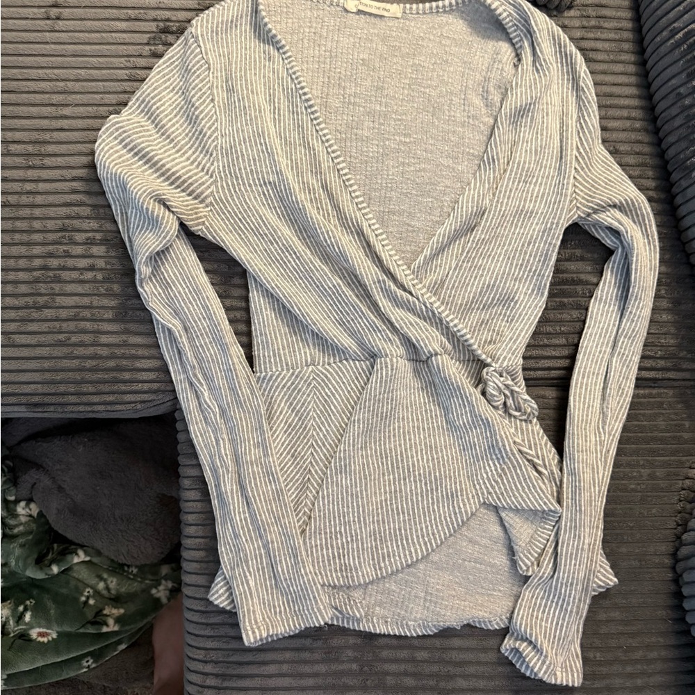 Striped Wrap Sweater